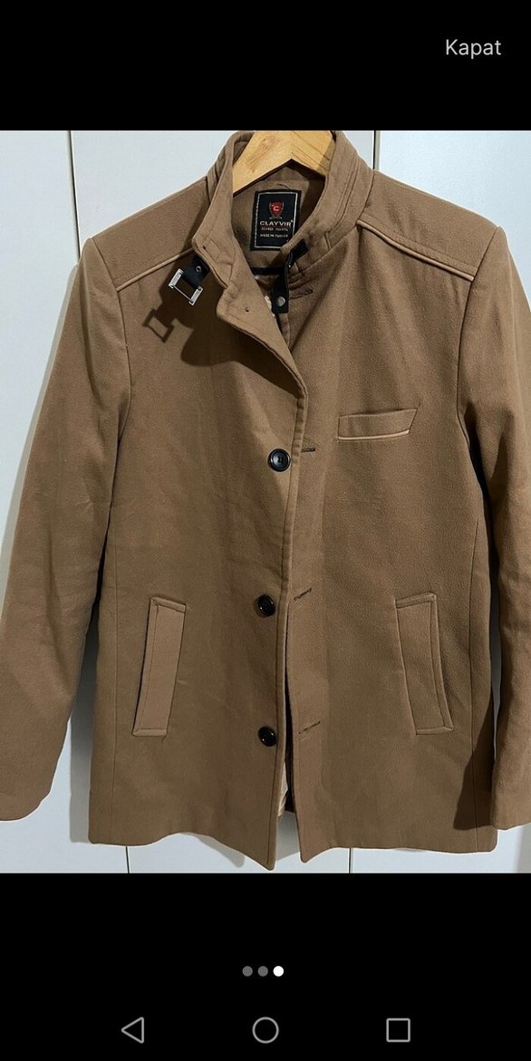 Erkek Bej Süet Midi Ceket - Görsel 3