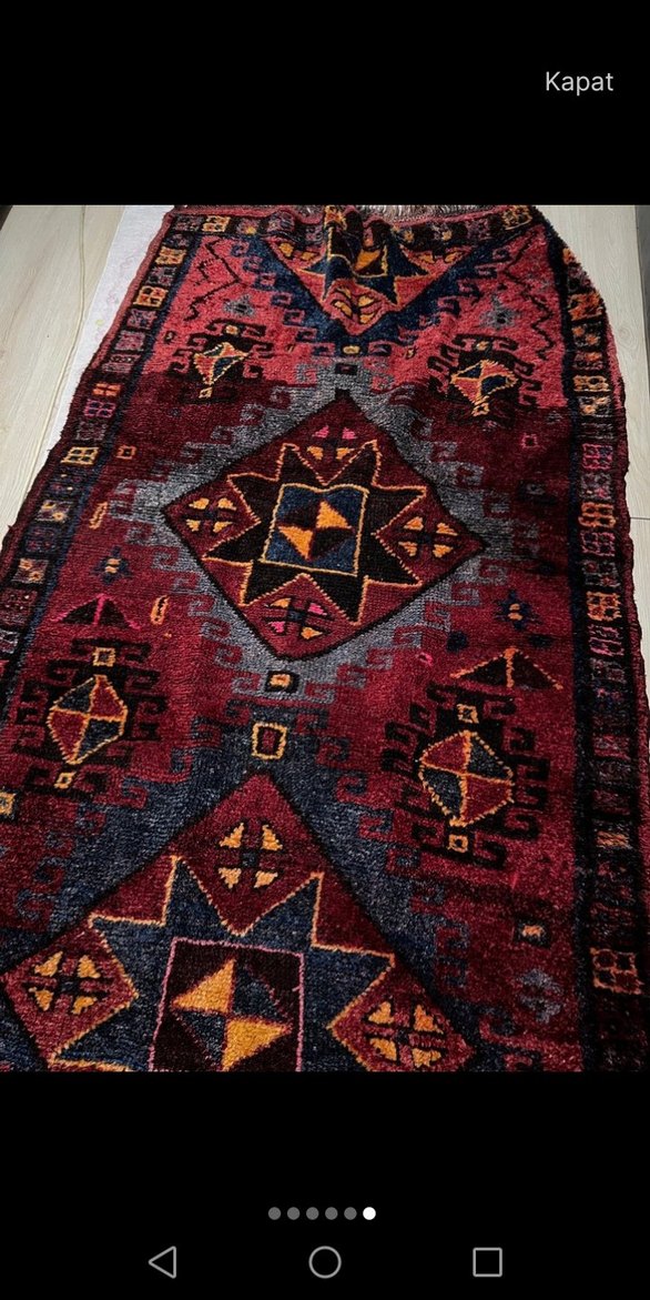 Bordo Desenli Geleneksel Halı 50 senelik kuzey ırak kurt halı - Görsel 4