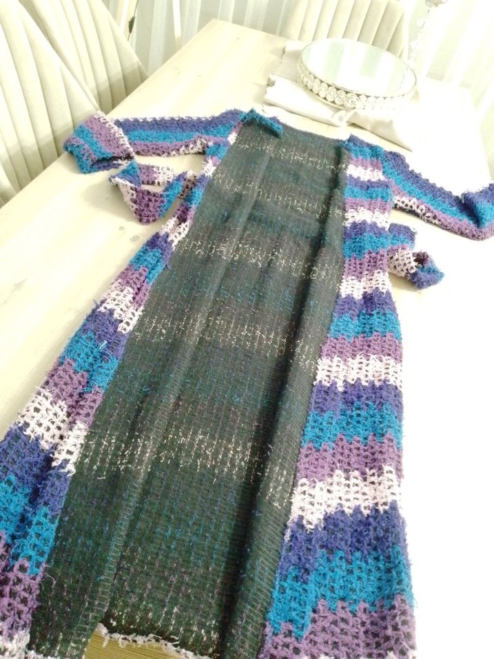 Renkli Bohem Örgü Elbise - Görsel 2