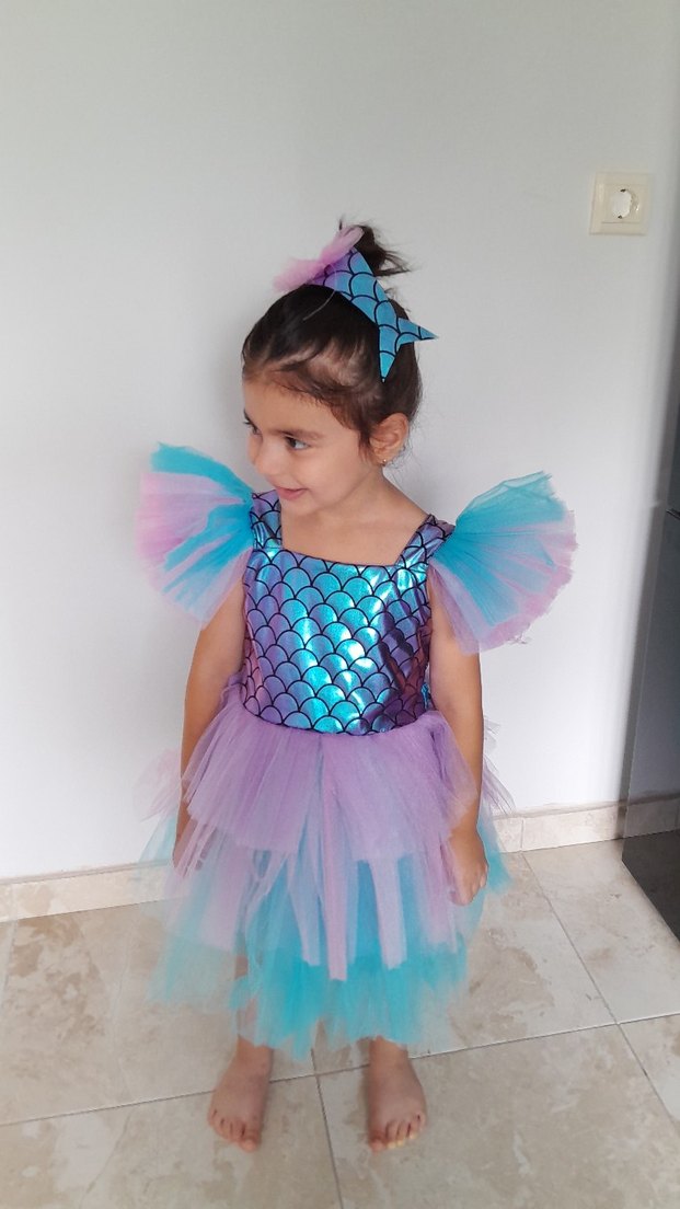 Parlak Pul Detaylı Çocuk  Elbise - Görsel 3