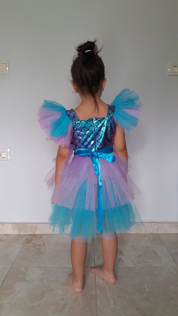 Parlak Pul Detaylı Çocuk  Elbise - Görsel 2