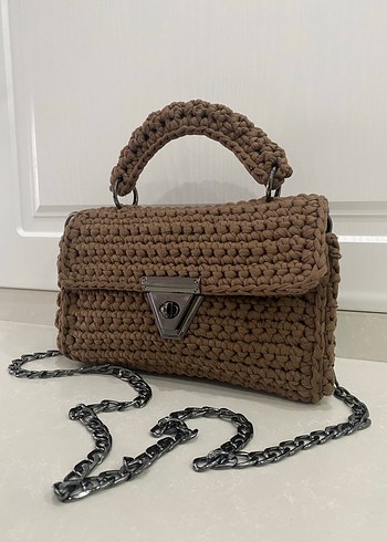 Örgü Kahverengi Kadın Çanta - Görsel 2