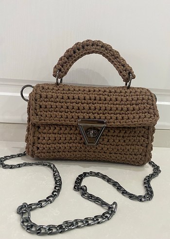 Örgü Kahverengi Kadın Çanta - Görsel 3