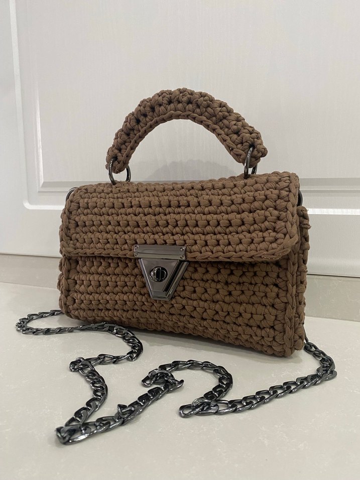Örgü Kahverengi Kadın Çanta - Görsel 2