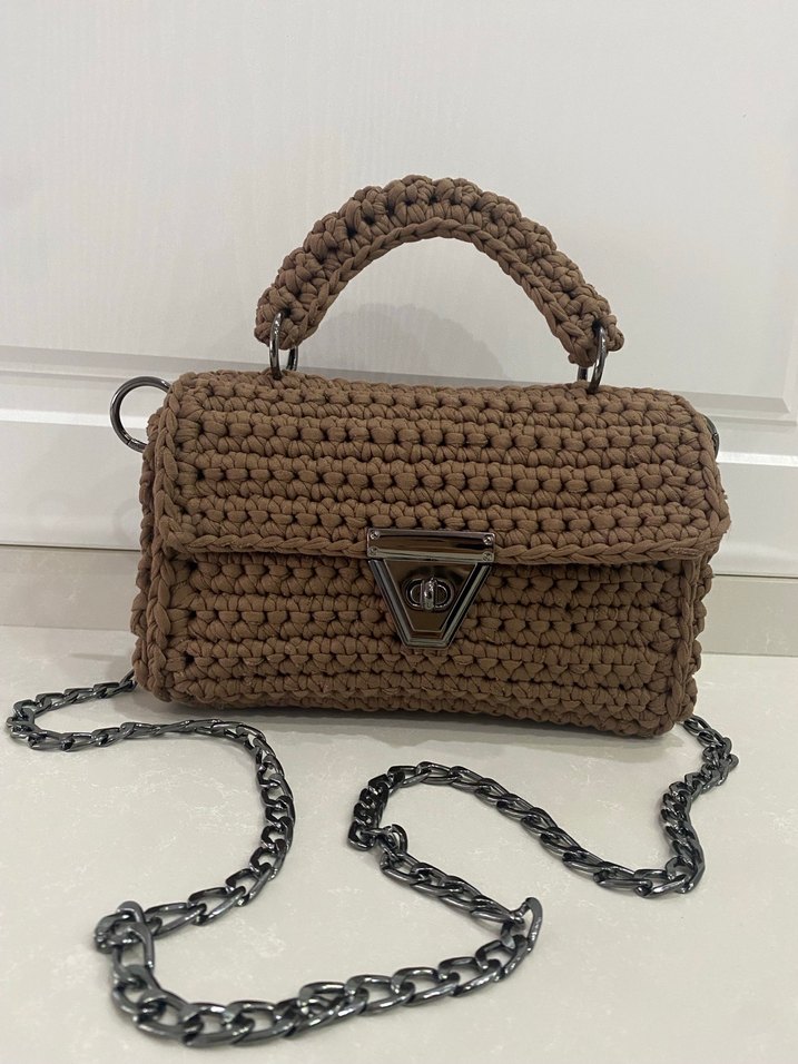 Örgü Kahverengi Kadın Çanta - Görsel 3