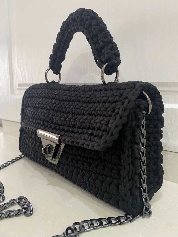 Siyah Örgü Kadın Çanta - Görsel 3