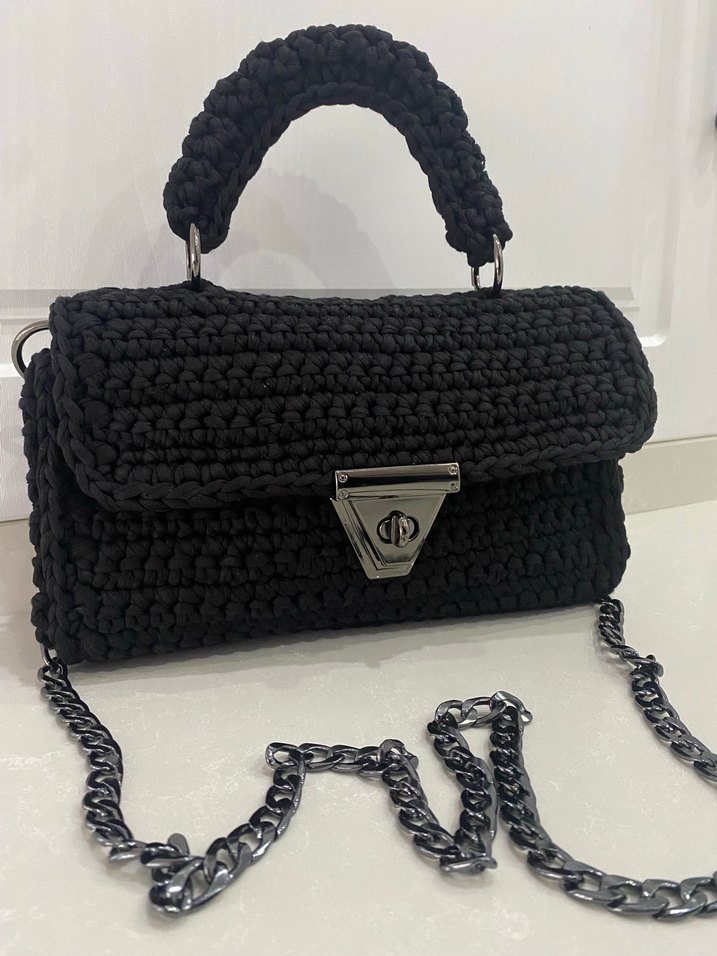 Siyah Örgü Kadın Çanta - Görsel 2