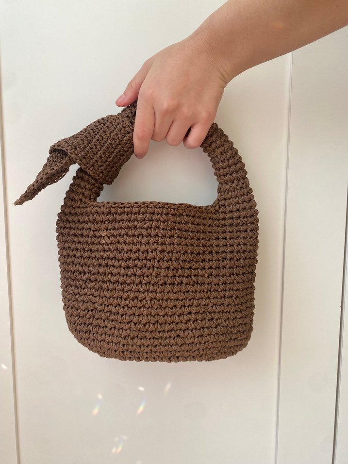 Kahverengi Örgü Kadın Çanta - Görsel 2