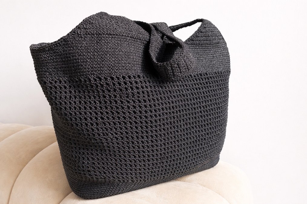 Siyah Örgü Kadın Çanta - Görsel 2