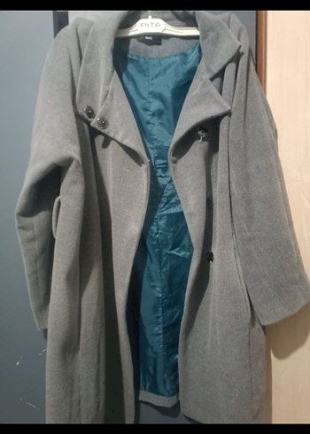 Adl Gri Uzun Hamile Kabanı Düğmeli - Görsel 4