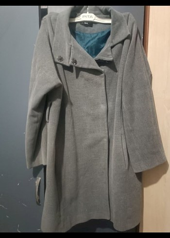 Adl Gri Uzun Hamile Kabanı Düğmeli - Görsel 5