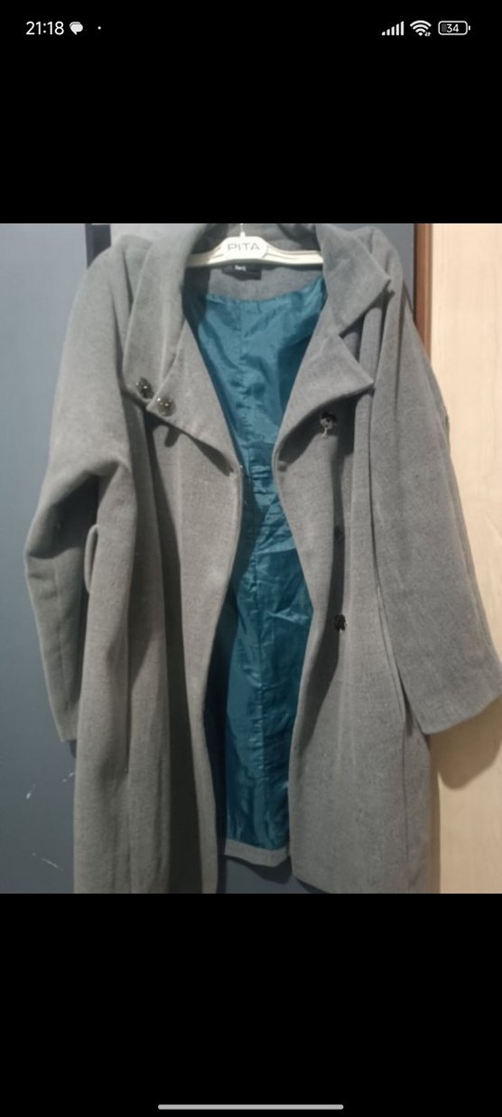 Adl Gri Uzun Hamile Kabanı Düğmeli - Görsel 4