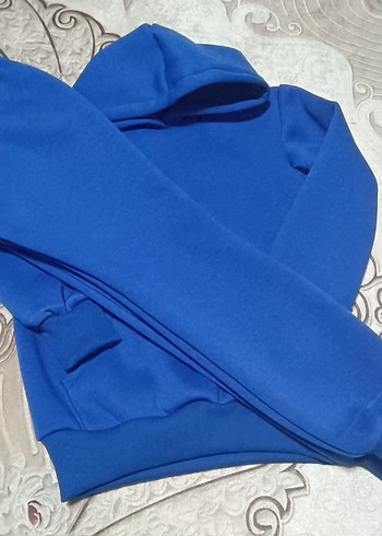 Kızlar erkekler için Mavi Kapüşonlu Eşofman Takımı - Görsel 2