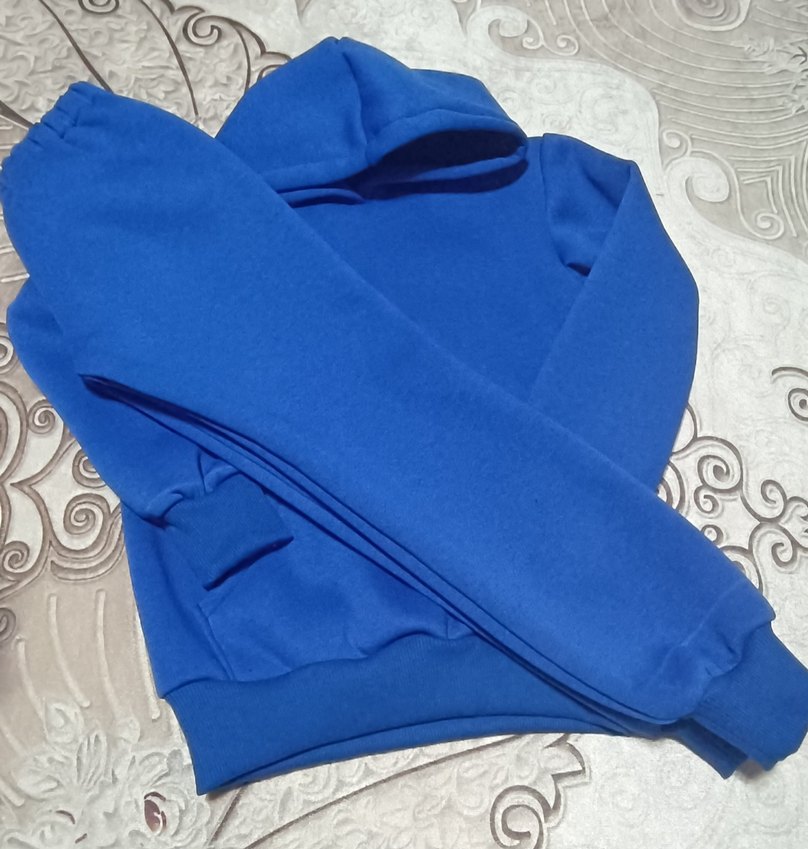 Kızlar erkekler için Mavi Kapüşonlu Eşofman Takımı - Görsel 2