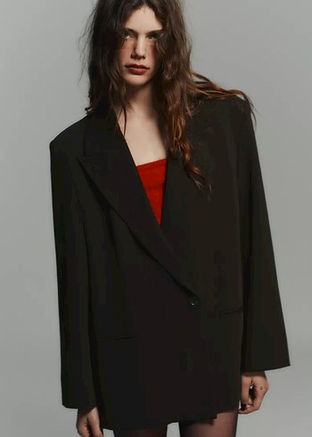 ZARA OVERSİZE KRUVAZE BLAZER CEKET - Görsel 2