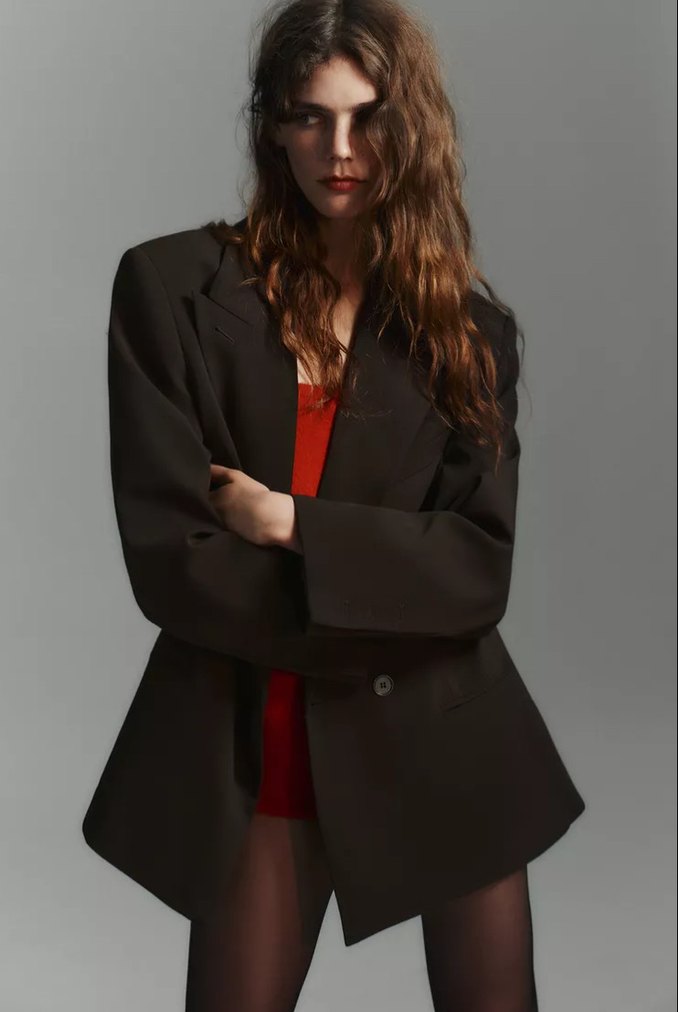 ZARA OVERSİZE KRUVAZE BLAZER CEKET - Görsel 4