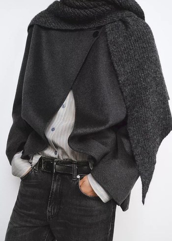 ZARA YÜN KARIŞIMLI EŞARP DETAYLI BLAZER - Görsel 5