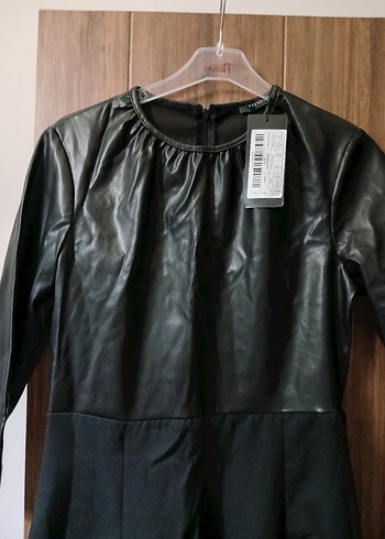 Siyah Deri elbise - Görsel 3