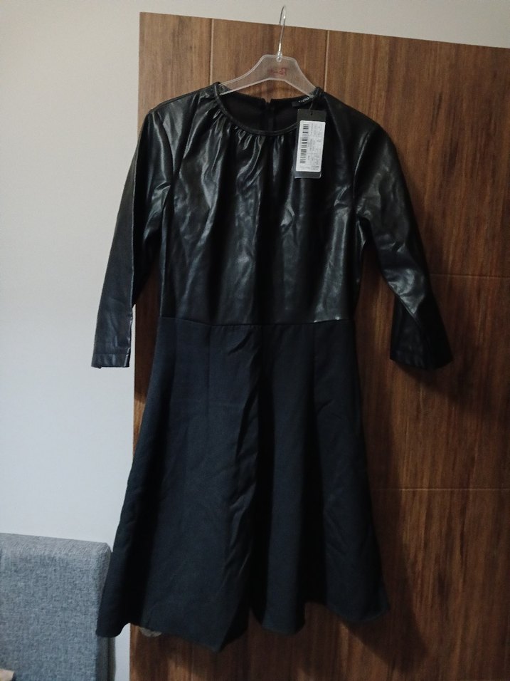 Siyah Deri elbise - Görsel 2