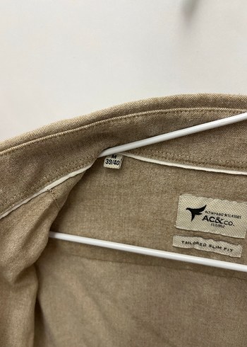 Bej Keten Erkek Gömlek, Düğmeli, Uzun Kollu - Görsel 4