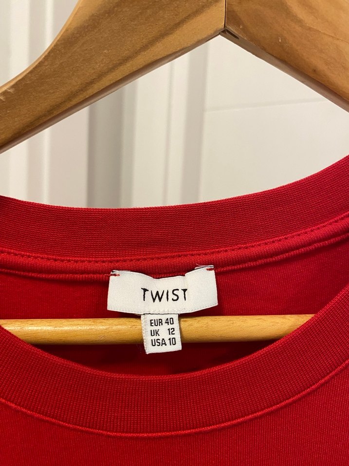 Kısa Kollu Kırmızı penye Mini Elbise - Görsel 3