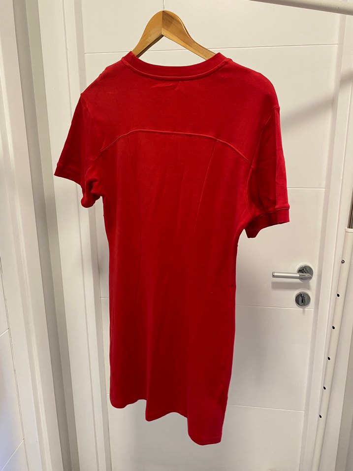 Kısa Kollu Kırmızı penye Mini Elbise - Görsel 2