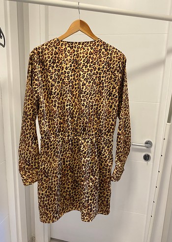 Kahverengi leopar Desenli Mini Elbise - Görsel 2