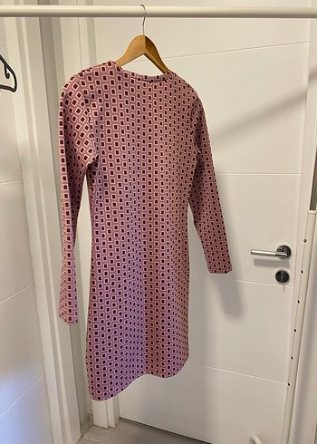 Pembe Desenli Kadın  Mini Elbise - Görsel 2