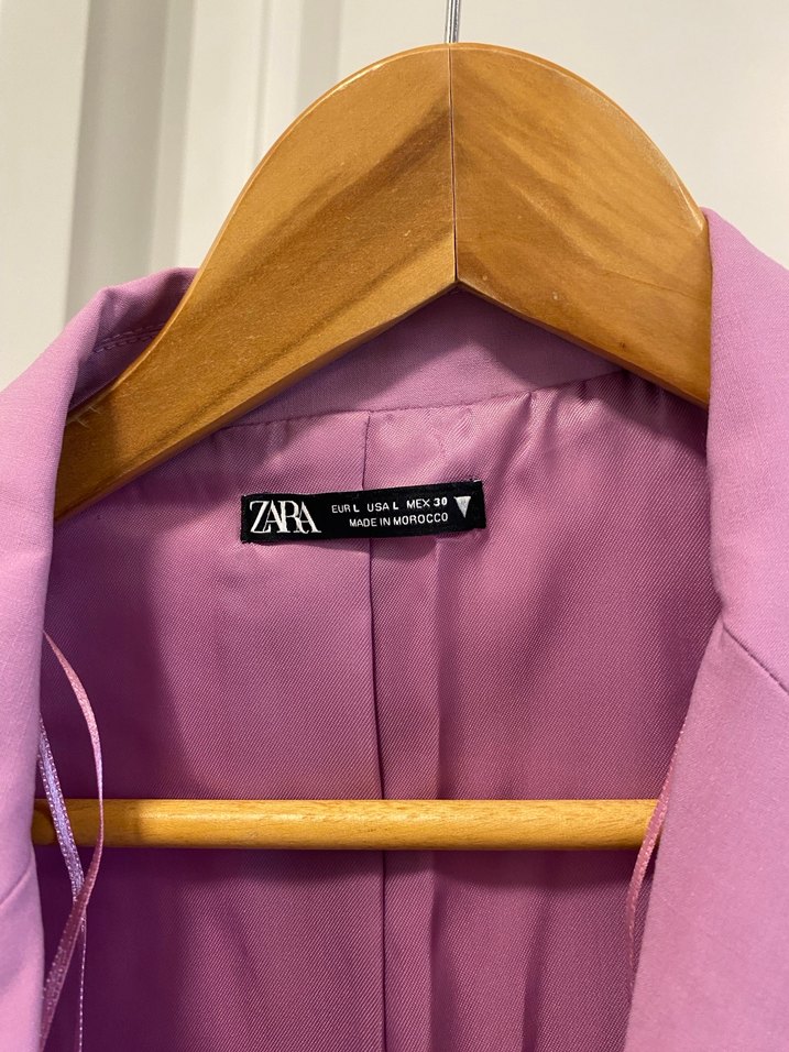 Düğmeli Uzun Mor Kadın blazer elbise - Görsel 3