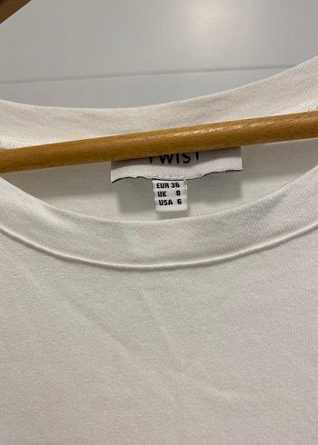 Yazı Baskılı Beyaz Kadın Tişört Elbise - Görsel 3