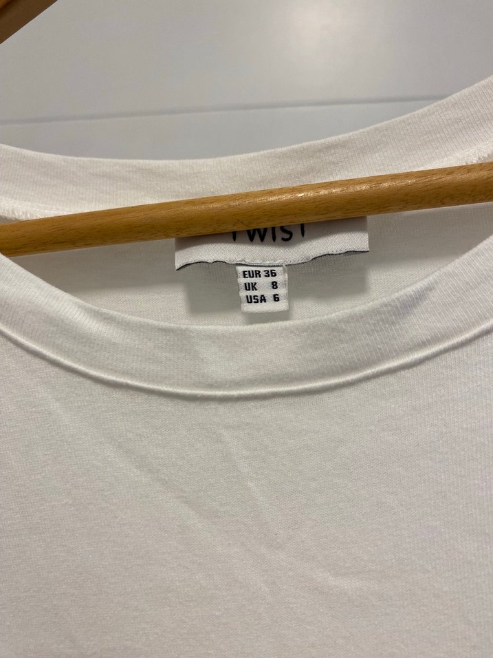 Yazı Baskılı Beyaz Kadın Tişört Elbise - Görsel 3