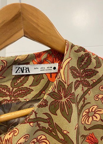 Çiçek Desenli Uzun Kollu mini keten elbise - Görsel 3