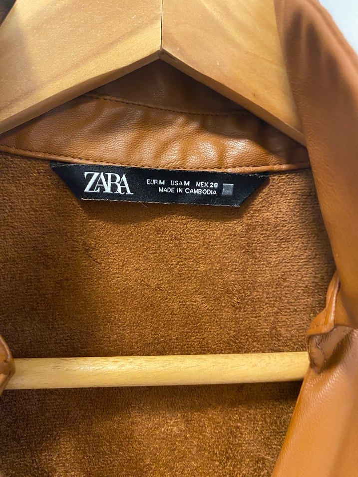 Kahverengi Deri V Yaka Uzun Elbise - Görsel 3