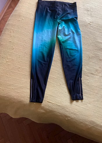 Mavi Bağlama Desenli Fermuarlı Spor Tayt - Görsel 3