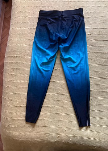 Mavi Bağlama Desenli Fermuarlı Spor Tayt - Görsel 2