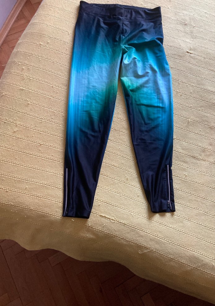 Mavi Bağlama Desenli Fermuarlı Spor Tayt - Görsel 3