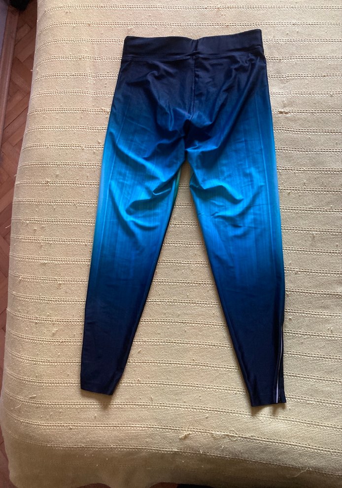 Mavi Bağlama Desenli Fermuarlı Spor Tayt - Görsel 2