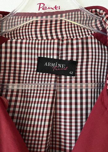 Bordo Uzun Düğmeli Kadın Trençkot (Armine) - Görsel 3