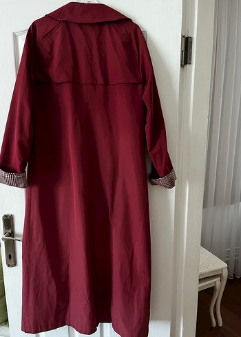 Bordo Uzun Düğmeli Kadın Trençkot (Armine) - Görsel 2