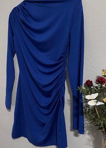 Uzun Kollu Drapeli Kadın Elbise - Görsel 4