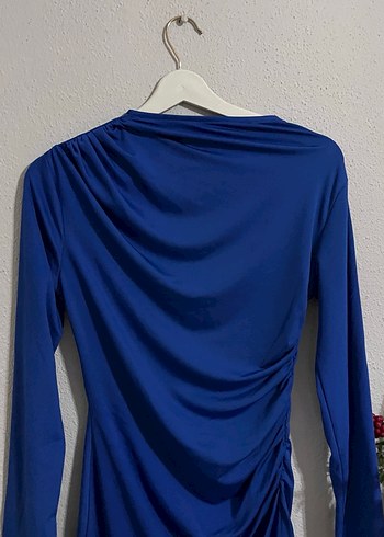 Uzun Kollu Drapeli Kadın Elbise - Görsel 3