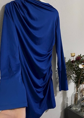 Uzun Kollu Drapeli Kadın Elbise - Görsel 2