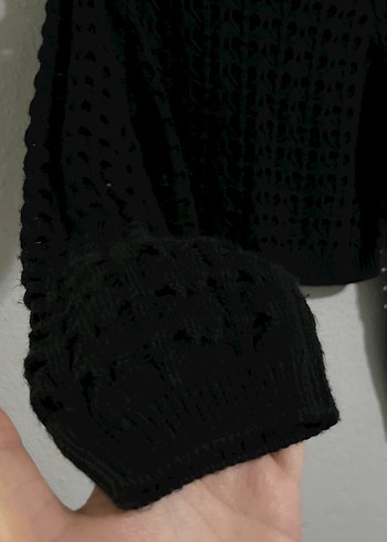 Siyah Kadın Örgü Uzun Kollu Kazak - Görsel 3