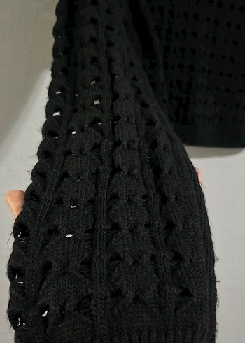 Siyah Kadın Örgü Uzun Kollu Kazak - Görsel 2