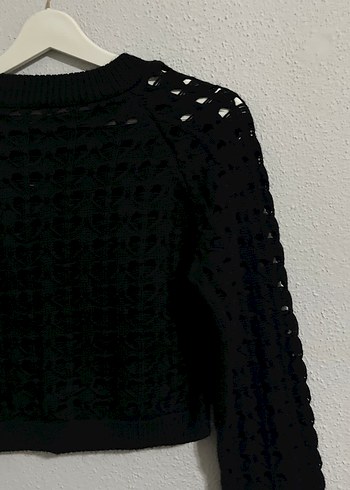 Siyah Kadın Örgü Uzun Kollu Kazak - Görsel 4