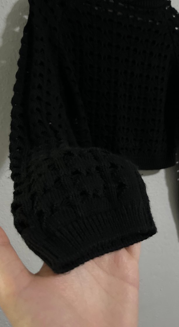 Siyah Kadın Örgü Uzun Kollu Kazak - Görsel 3