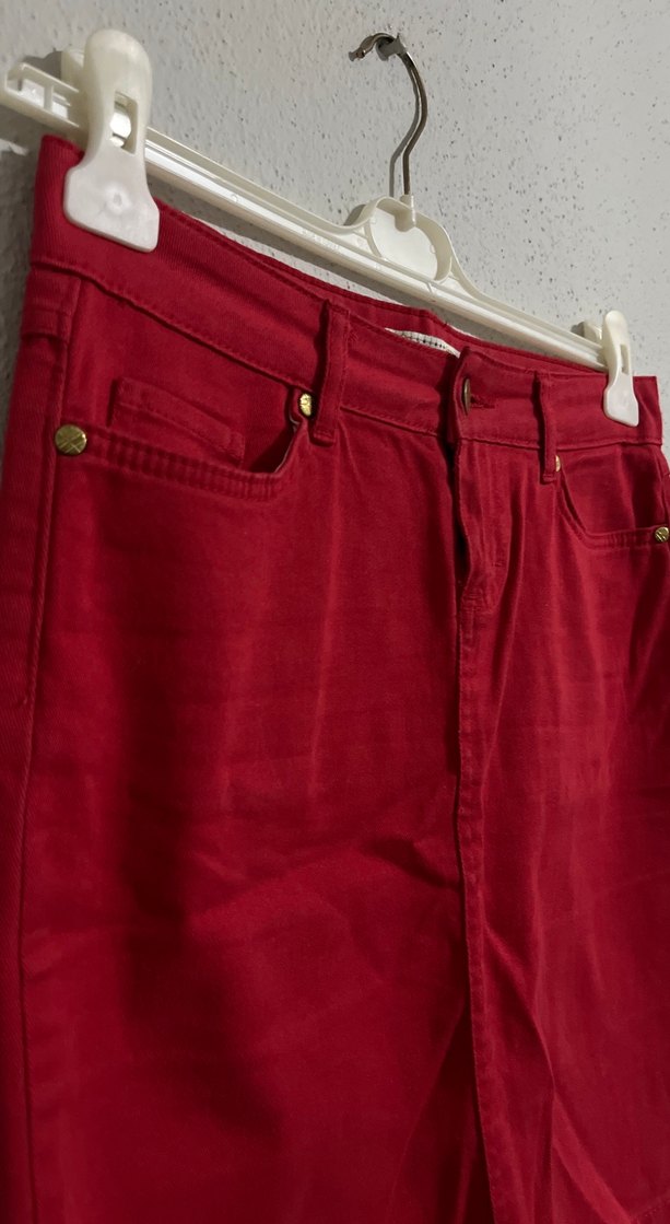 Kırmızı Mini Dar Kesim Etek - Görsel 2