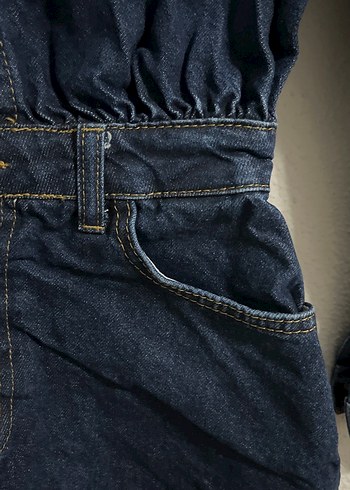 Düğmeli Lacivert Kadın Denim Ceket Elbise - Görsel 7
