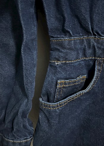 Düğmeli Lacivert Kadın Denim Ceket Elbise - Görsel 8