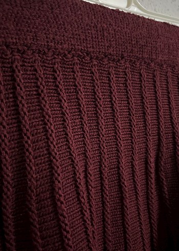 Bordo Örgü Midi Etek - Görsel 4